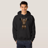 Funny Muscular Orange Cat Weightlifting Gym Hoodie パーカ (正面フル)