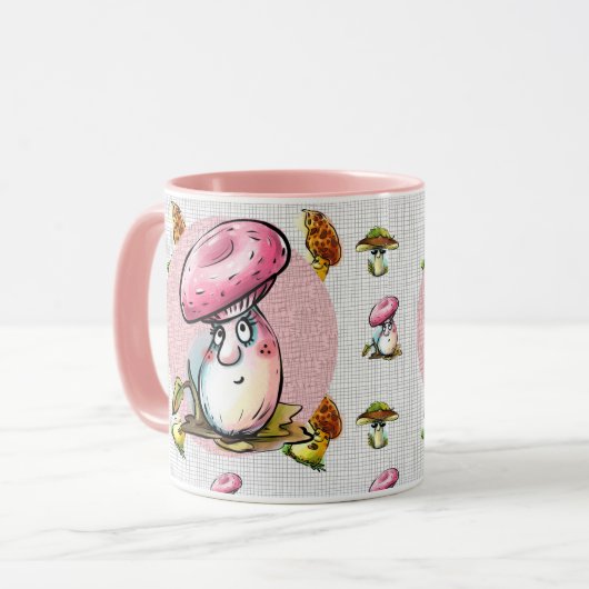 Funny Mushroom Cartoon Mug マグカップ (正面左)