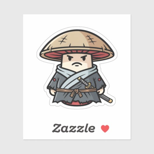 Funny Mushroom Ronin Wandering Samurai Illustratio シール (シート)