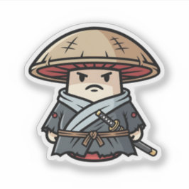 Funny Mushroom Ronin Wandering Samurai Illustratio シール