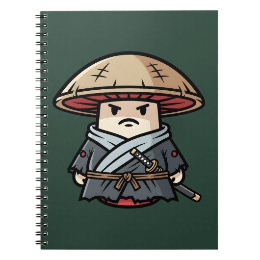 Funny Mushroom Ronin Wandering Samurai Illustratio ノートブック (正面)