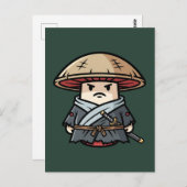 Funny Mushroom Ronin Wandering Samurai Illustratio ポストカード (正面/裏面)