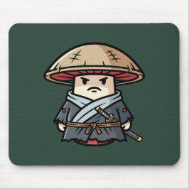 Funny Mushroom Ronin Wandering Samurai Illustratio マウスパッド