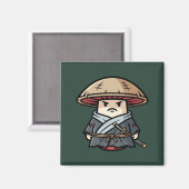 Funny Mushroom Ronin Wandering Samurai Illustratio マグネット (正面/裏面)