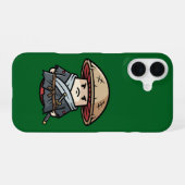 Funny Mushroom Ronin Wandering Samurai Illustratio iPhone 16ケース (裏面横)