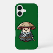 Funny Mushroom Ronin Wandering Samurai Illustratio iPhone 16ケース (裏面)