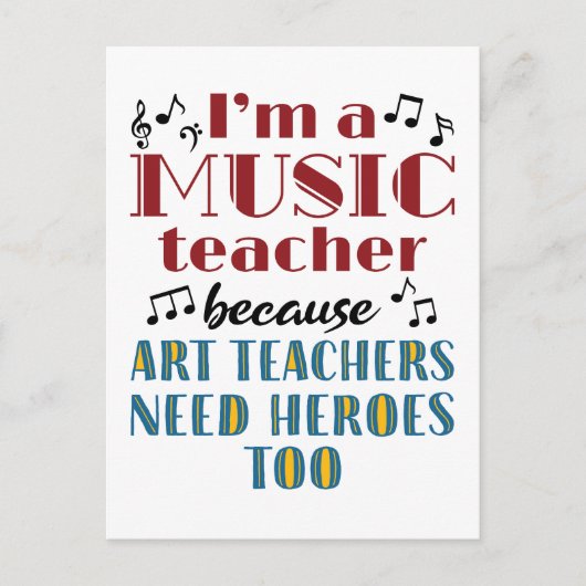Funny Music Teacher Heroes Quote ポストカード (正面)