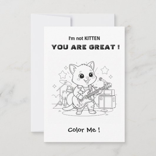 Funny Musician cat  coloring card and maze サンキューカード (正面)