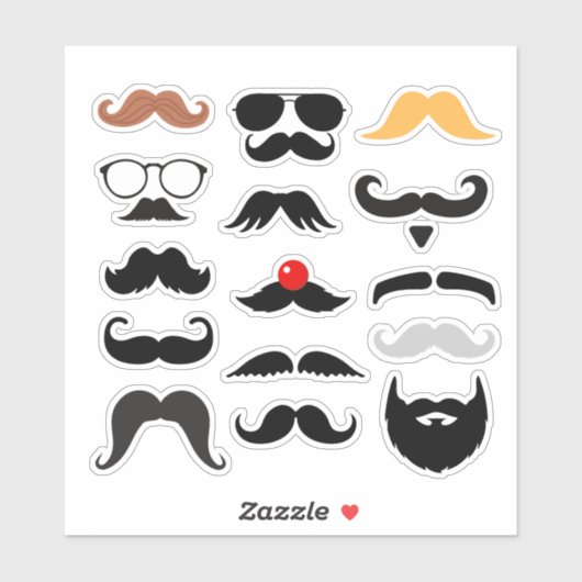 Funny Mustache Expressive Moustache Sticker Set シール (シート)
