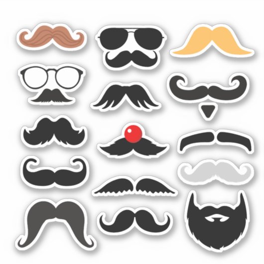 Funny Mustache Expressive Moustache Sticker Set シール (正面)
