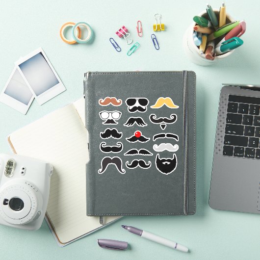 Funny Mustache Expressive Moustache Sticker Set シール (iPadカバー)