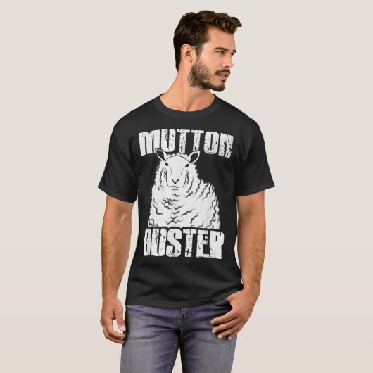 Funny Mutton Buster Sheep Rodeo Humor Design Tシャツ (正面フル)