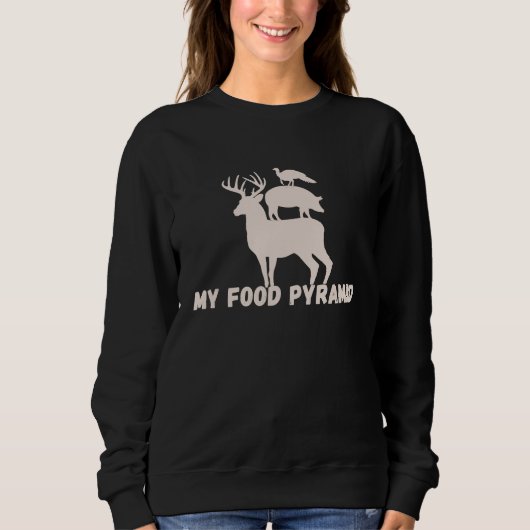 Funny My Food Pyramid Deer Hog Wild Turkey Mens Hu スウェットシャツ (正面)