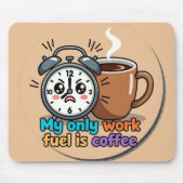 Funny "My Only Work Fuel Is Coffee" Alarm Clock マウスパッド (正面)