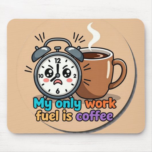 Funny "My Only Work Fuel Is Coffee" Alarm Clock マウスパッド (正面)