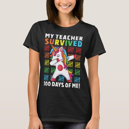 Funny My Teacher Survived 100 Days Of Me 100th Day Tシャツ (正面)