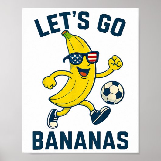 Funny Nana Soccer Cartoon Kicking Ll Usa Flag Gles ポスター (正面)