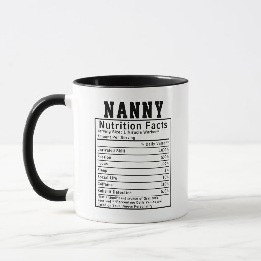 Funny Nanny Nutrition Facts Babysitter Worker Gift マグカップ (左)