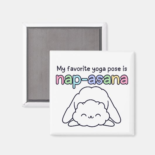 Funny "Nap-asana" Sleepy Cloud Yoga Pose Magnet マグネット (正面/裏面)