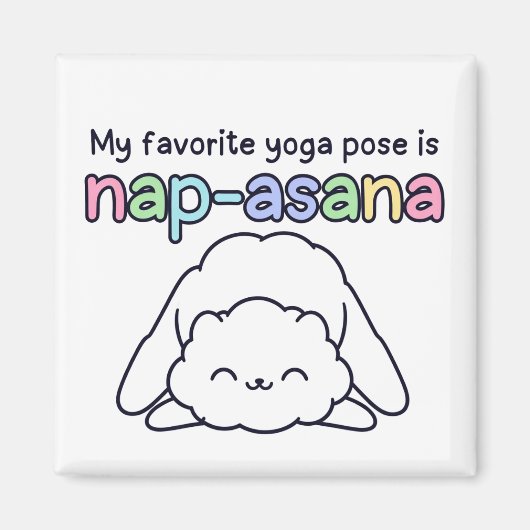 Funny "Nap-asana" Sleepy Cloud Yoga Pose Magnet マグネット (正面)