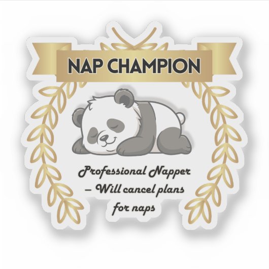 Funny Nap Champion Panda Sticker シール (正面)