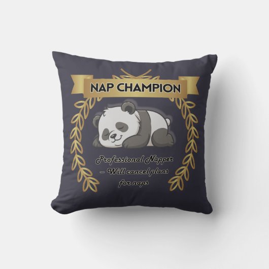 Funny Nap Champion Pillow – Cute Panda Cushion クッション (正面)