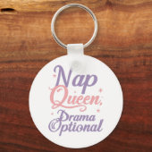 Funny "Nap Queen Drama Optional" Quote キーホルダー (裏面)