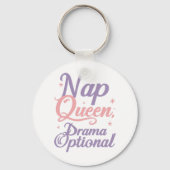 Funny "Nap Queen Drama Optional" Quote キーホルダー (裏面)