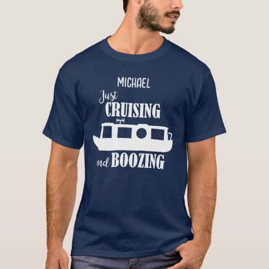 Funny Narrowboat Cruising and Boozing Tシャツ (正面)