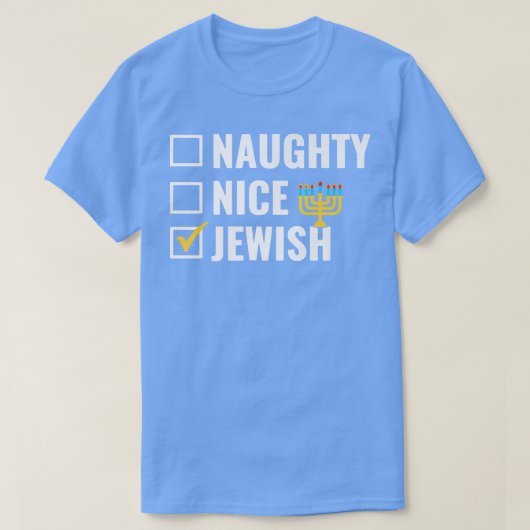 Funny Naughty Nice Jewish Happy Hanukkah Matching  Tシャツ (デザイン正面)