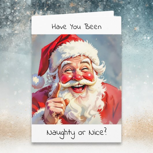 Funny Naughty or Nice Santa Christmas シーズンカード