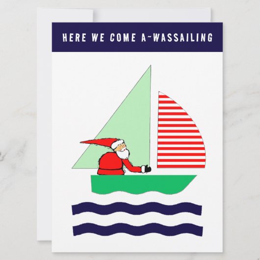 Funny Nautical Sailboat Christmas シーズンカード (正面)