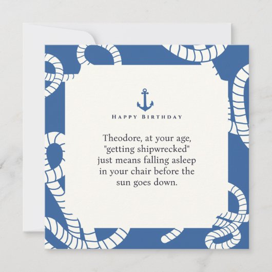 Funny Nautical "Shipwrecked" Birthday Card (正面)