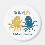 Funny navy and gold ocean octopus wedding favor マグネット (正面)