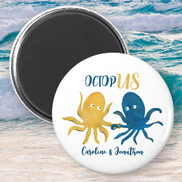 Funny navy and gold ocean octopus wedding favor マグネット