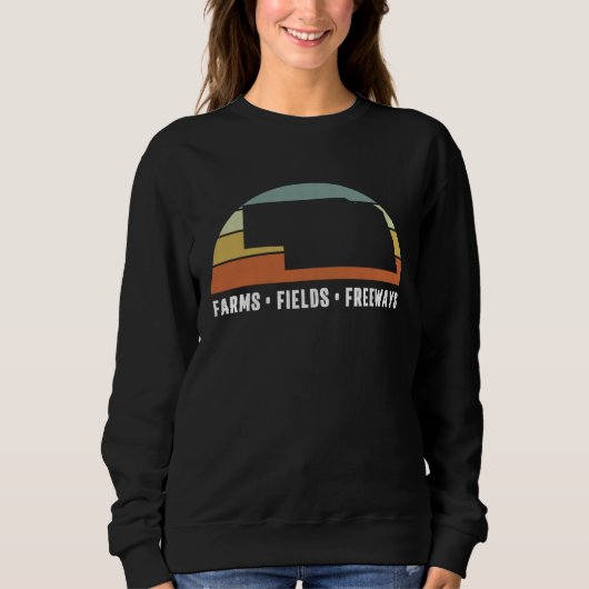 Funny Nebraska Farms Fields Freeways Vintage Retro スウェットシャツ (正面)