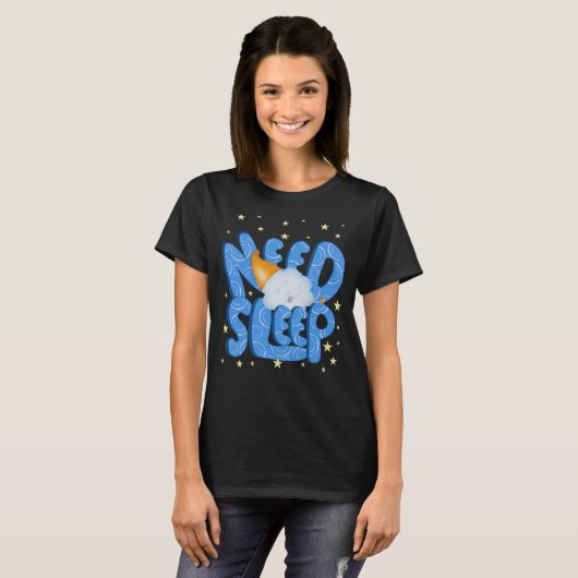 Funny Need Sleep Cloud Character Tシャツ (正面フル)