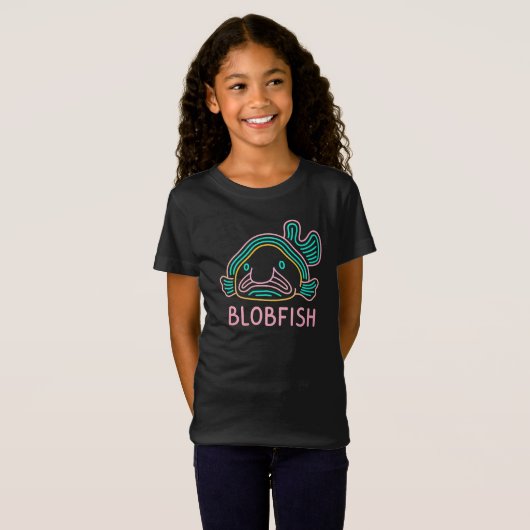 Funny Neon Blobfish – Quirky Deep Sea Cartoon Tシャツ (正面フル)