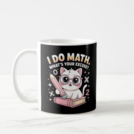 Funny Nerdy Cat with Glasses – Math Teacher コーヒーマグカップ (左)