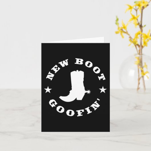 Funny New Boot Goofin Cowboy Boot Meme Quote Long  カード (黄色い花)