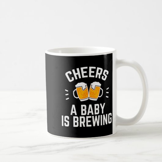 Funny New Dad Baby Shower Cheers A Baby Is Brewing コーヒーマグカップ (右)