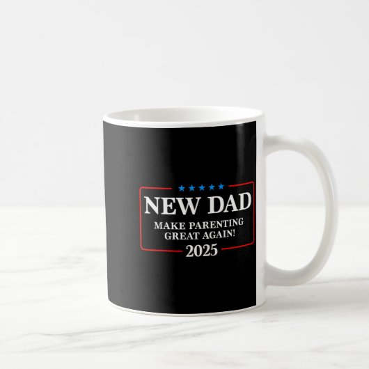 Funny New Dad Est 2025 Make Parenting Great Again  コーヒーマグカップ (右)
