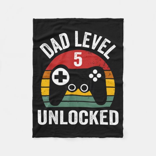 Funny New Dad Shirt Dad Level 5 Unlocked For 5 Kid フリースブランケット (正面)