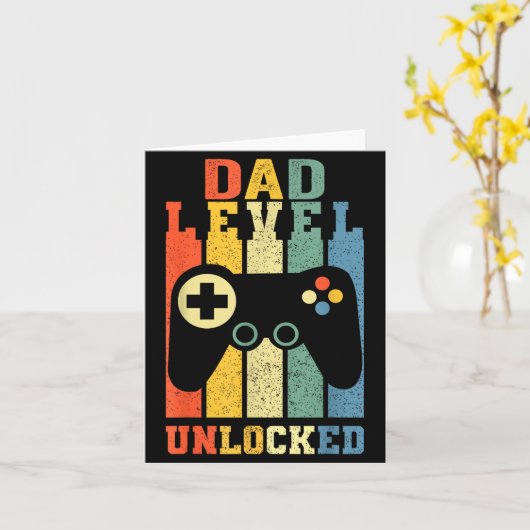 Funny New Dad Shirt Dad Level Unlocked Day Tee Shi カード (黄色い花)