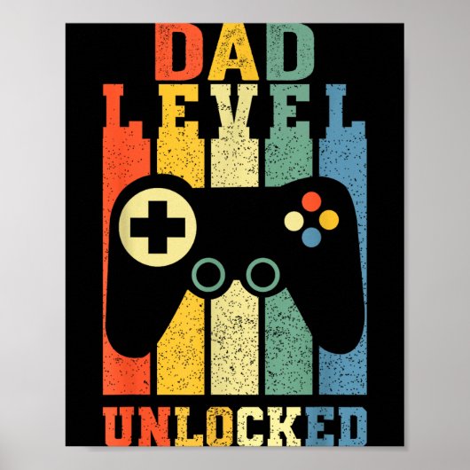 Funny New Dad Shirt Dad Level Unlocked Day Tee Shi ポスター (正面)