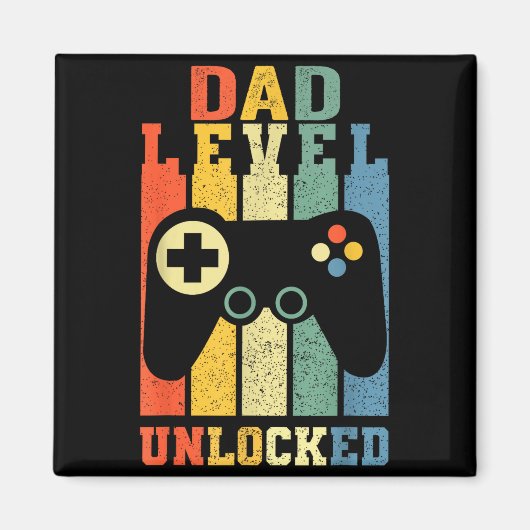 Funny New Dad Shirt Dad Level Unlocked Day Tee Shi マグネット (正面)