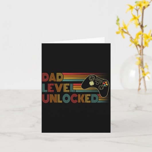 Funny New Dad Shirt Dad Level Unlocked Gaming Game カード (黄色い花)