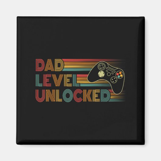 Funny New Dad Shirt Dad Level Unlocked Gaming Game マグネット (正面)