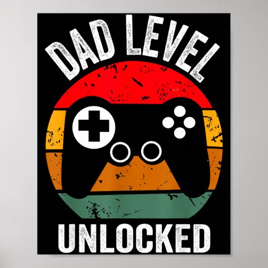 Funny New Dad Shirt Dad Level Unlocked Tee Shirt G ポスター (正面)