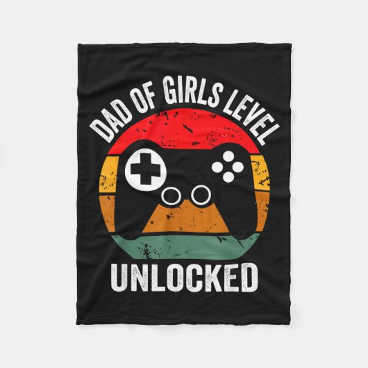 Funny New Dad Shirt Dad Of Girls Level Unlocked Te フリースブランケット (正面)